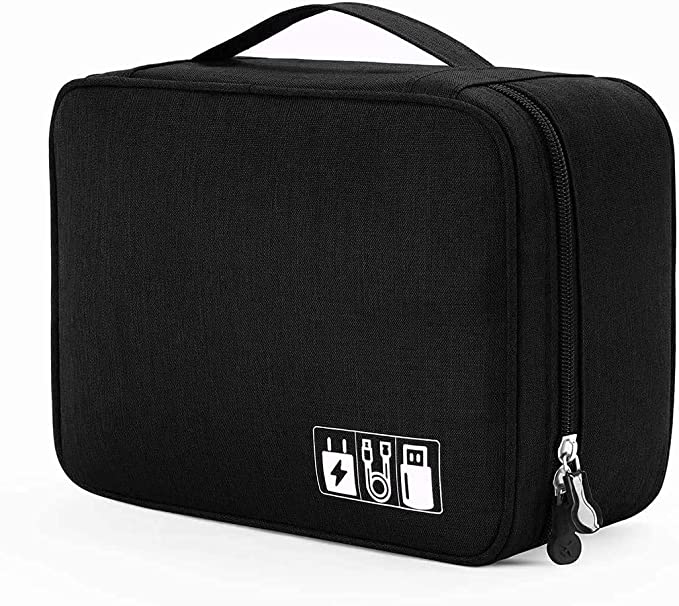House of Quirk Electronics Accessories Organizer Bag, Universal Carry Travel Gadget Bag for Cables, Plug and More